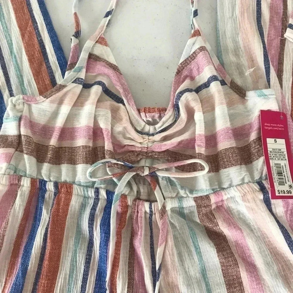 New! Xhilaration Cropped Multi Color Jumpsuit SZ Small NWT - Picture 3 of 7